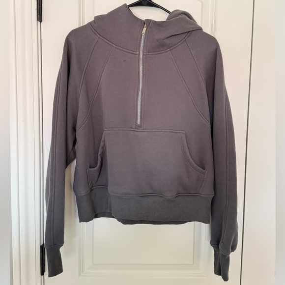 Womens Oversized Half Quarter Zip Pullover Cropped Long Sleeve Hoodie - Picture 4 of 6